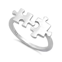 Jigsaw Puzzle Autism Awareness Sterling Silver Ring